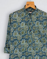 Emerald Elegance – Printed Cotton Short Kurta